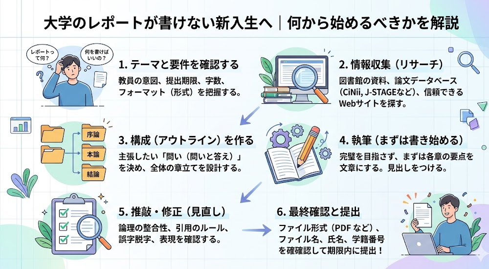 大学のレポートが書けない新入生へ向けた書き方と始め方の解説