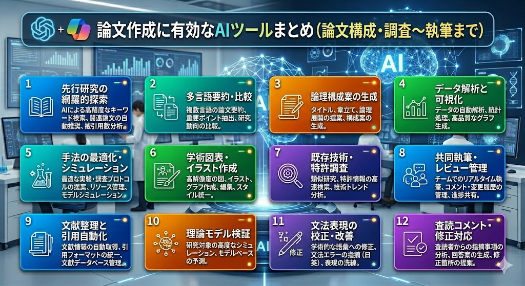 論文作成に有効なAIツールまとめ 論文構成 調査 執筆