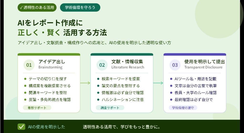 生成AI レポート作成 バレない対策 手順 おすすめツール