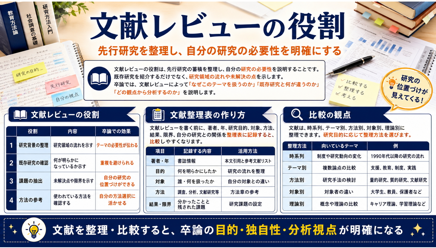 文献レビュー 書き方 先行研究 まとめ方 卒論