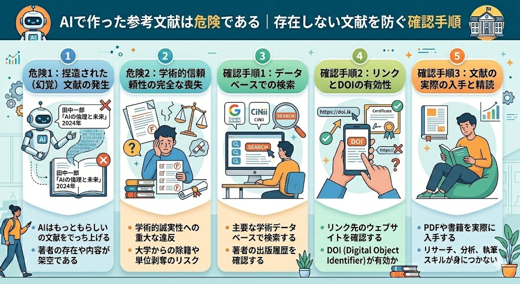 AIで作った参考文献は危険であると存在しない文献を防ぐ確認手順